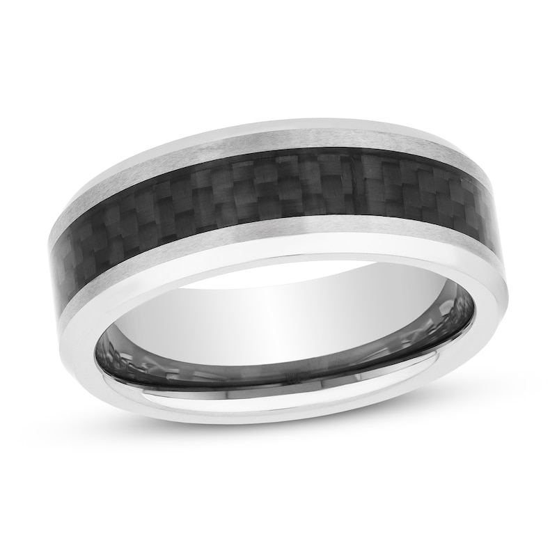 Main Image 1 of 8mm Wedding Band Tungsten Carbide Carbon Fiber