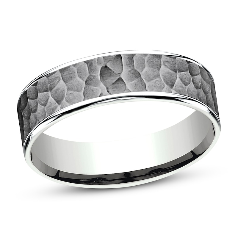 Main Image 1 of Wedding Band Tantalum/14K White Gold