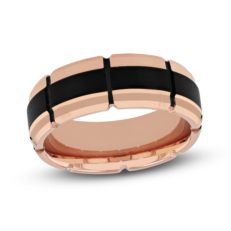 Main Image 1 of Wedding Band Black/Rose Tungsten 8mm