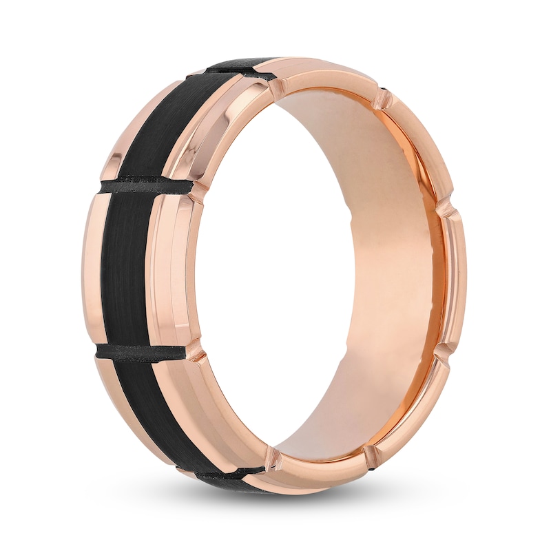 Main Image 2 of Wedding Band Black/Rose Tungsten 8mm
