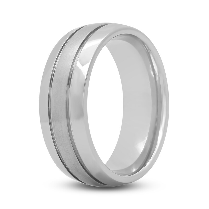 Main Image 2 of Grooved Wedding Band Titanium 8mm