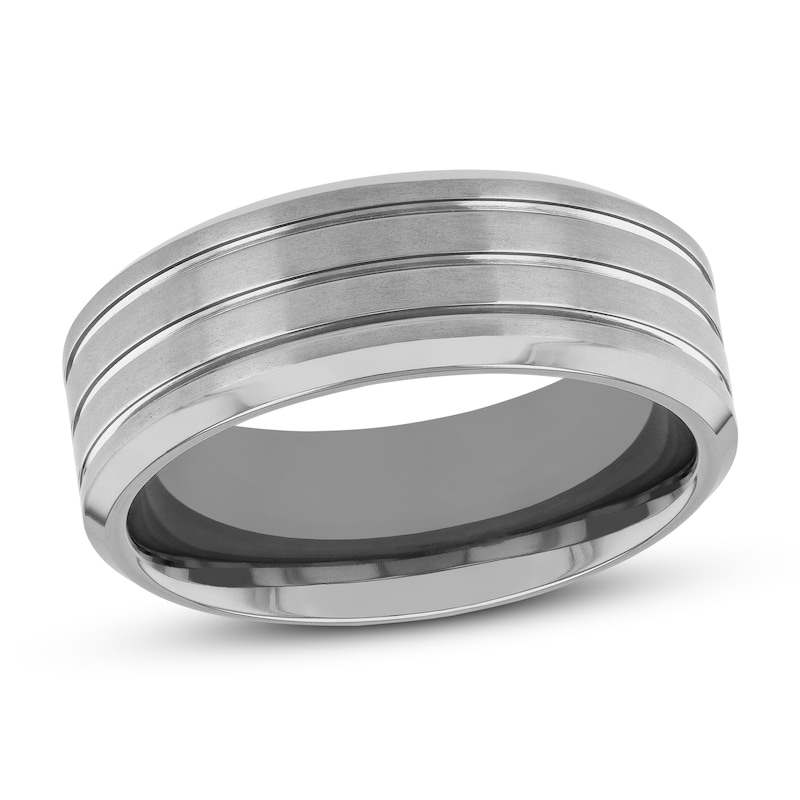 Main Image 1 of Grooved Wedding Band Titanium 9mm