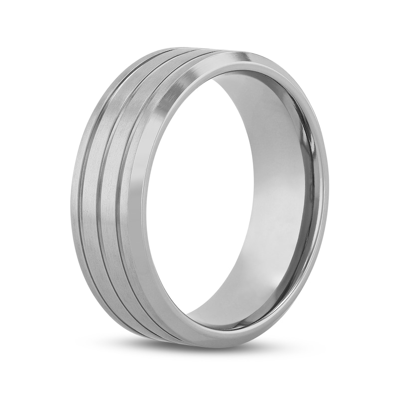Main Image 2 of Grooved Wedding Band Titanium 9mm