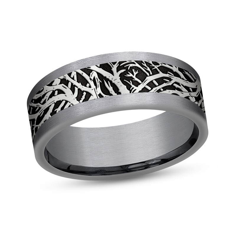 Branch Wedding Band 14K White Gold/Tantalum 8mm