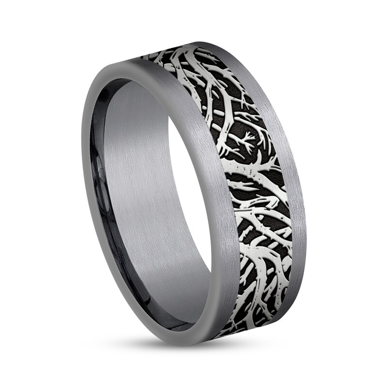 Branch Wedding Band 14K White Gold/Tantalum 8mm
