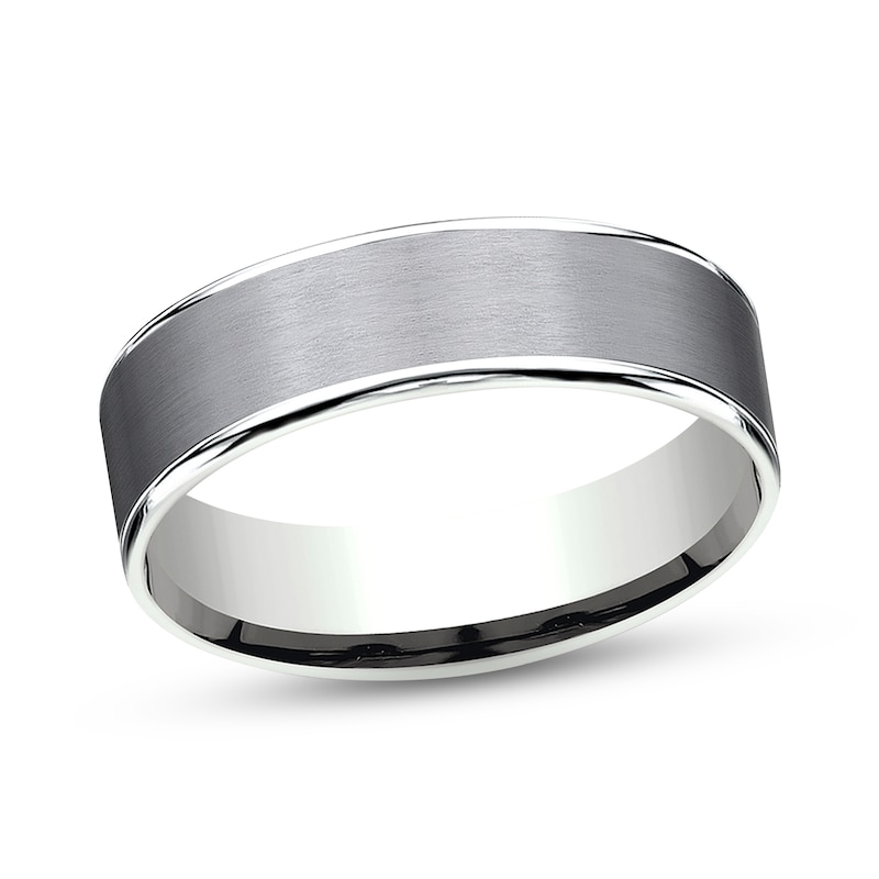 Main Image 1 of Satin Wedding Band 14K White Gold/Tantalum 6.5mm