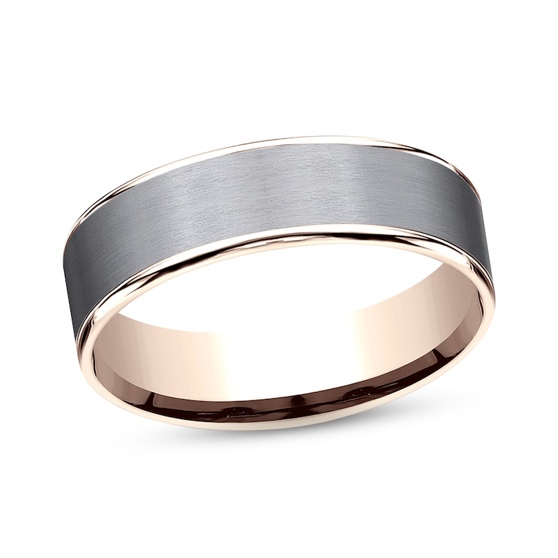 Main Image 1 of Satin Wedding Band 14K Rose Gold/Tantalum 6.5mm