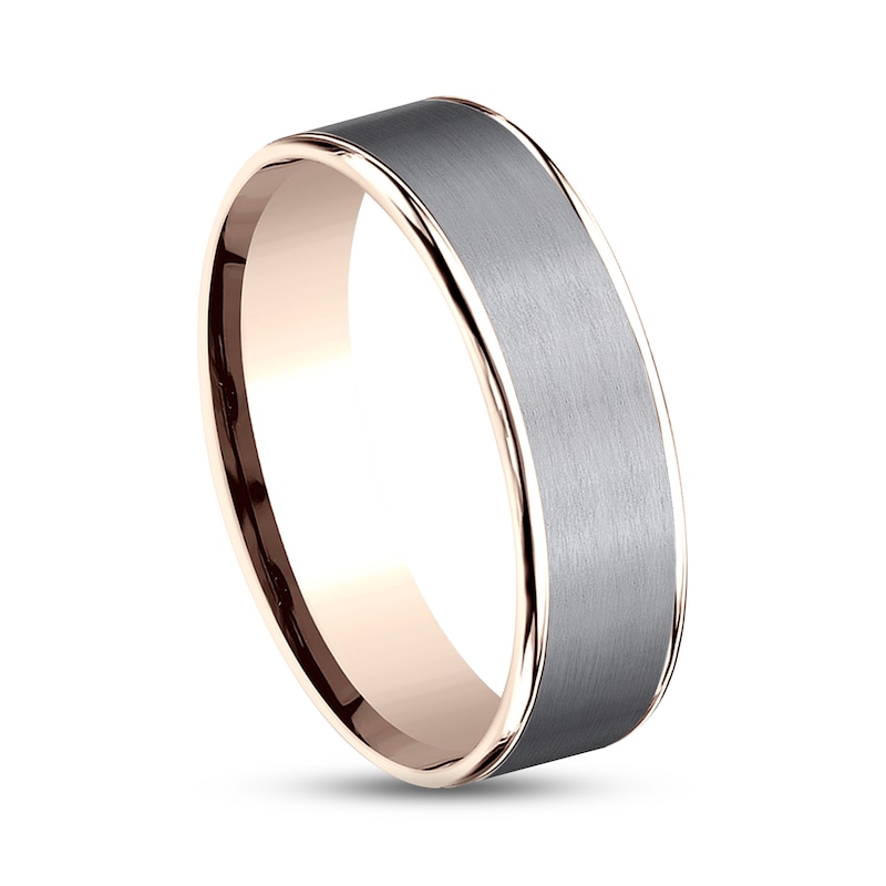 Satin Wedding Band 14K Rose Gold/Tantalum 6.5mm