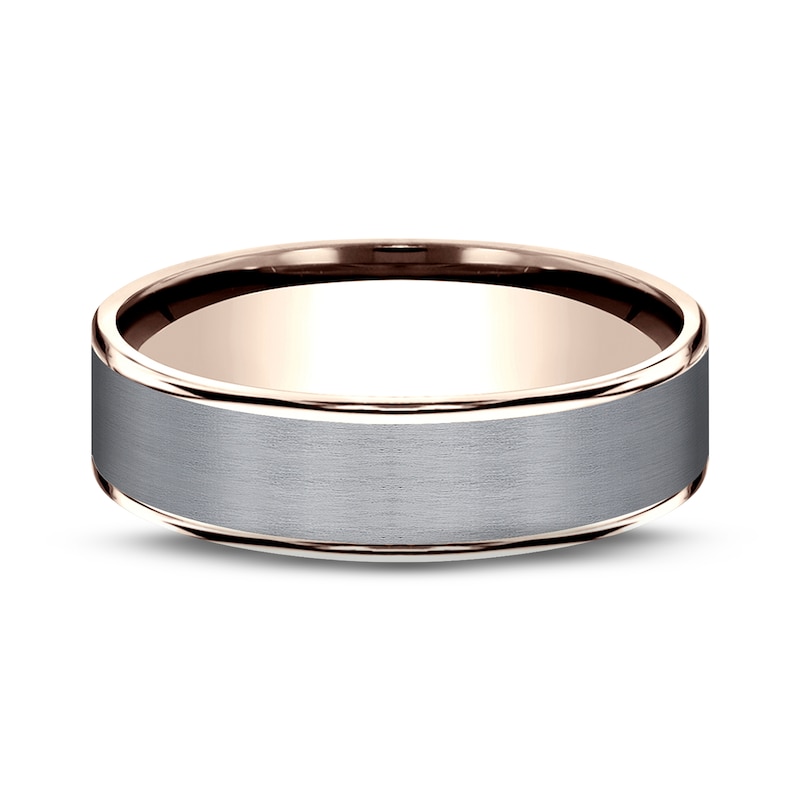 Satin Wedding Band 14K Rose Gold/Tantalum 6.5mm