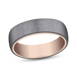 Textured Wedding Band 14K Rose Gold/Tantalum 6.5mm