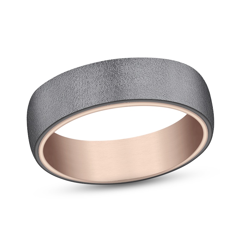 Main Image 1 of Textured Wedding Band 14K Rose Gold/Tantalum 6.5mm