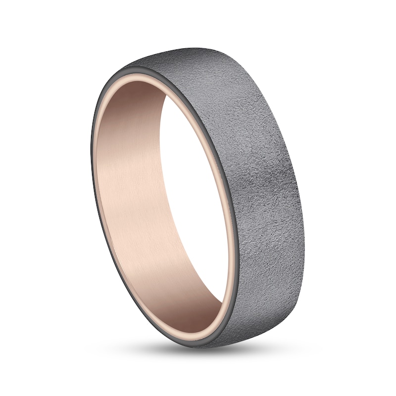 Main Image 2 of Textured Wedding Band 14K Rose Gold/Tantalum 6.5mm