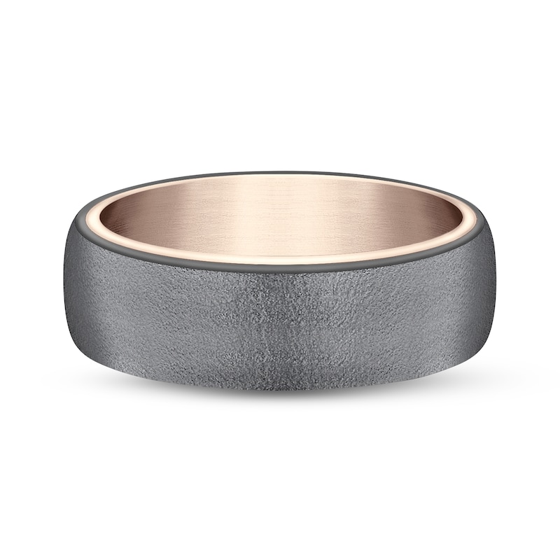 Main Image 3 of Textured Wedding Band 14K Rose Gold/Tantalum 6.5mm