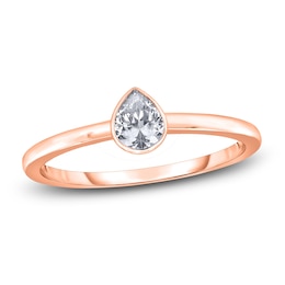 Diamond Solitaire Engagement Ring 1/2 ct tw Bezel-Set Pear-cut 14K Rose Gold (I2/I)