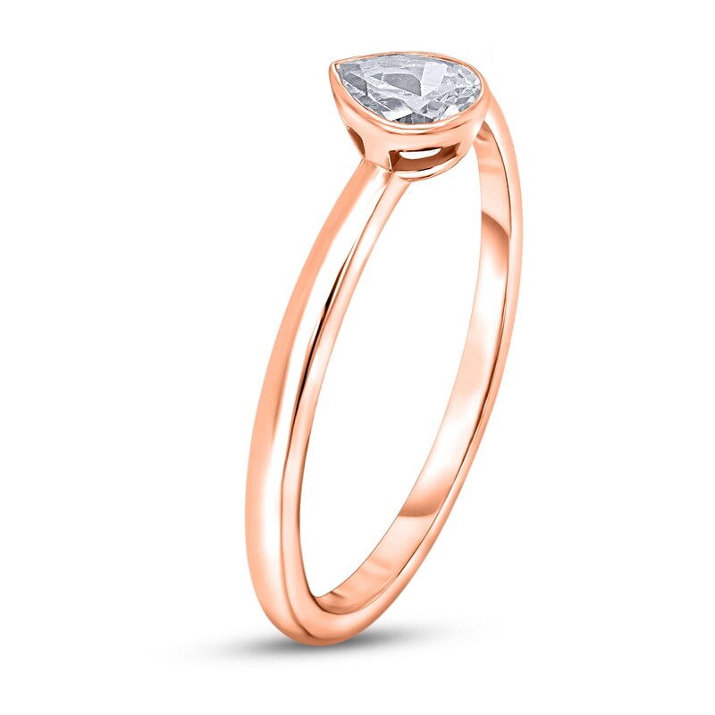 Main Image 2 of Diamond Solitaire Engagement Ring 1/2 ct tw Bezel-Set Pear-cut 14K Rose Gold (I2/I)