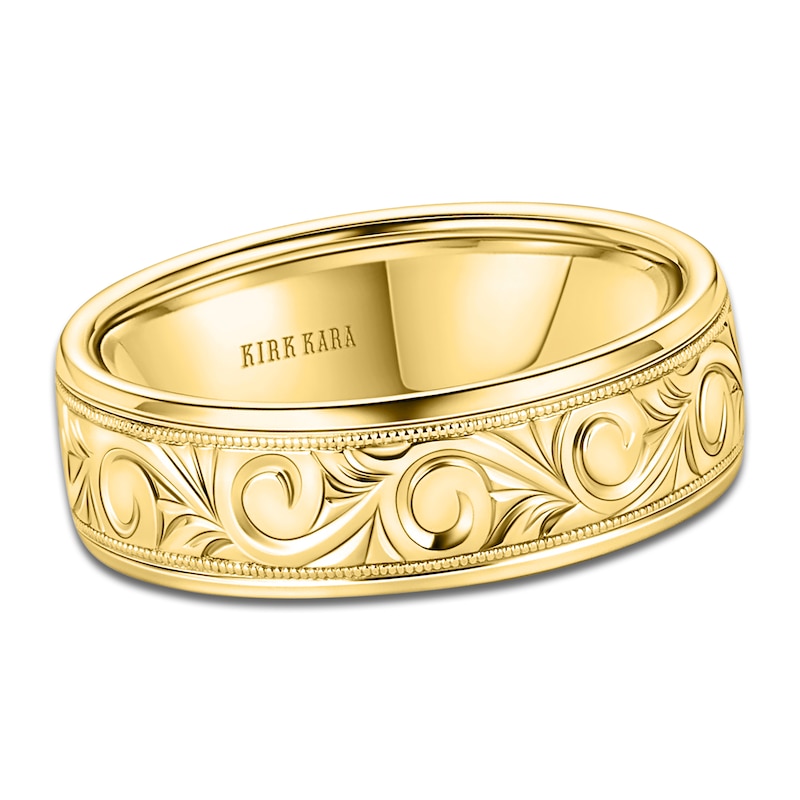 Main Image 1 of Kirk Kara Men's Engraved Wedding Band 14K Yellow Gold