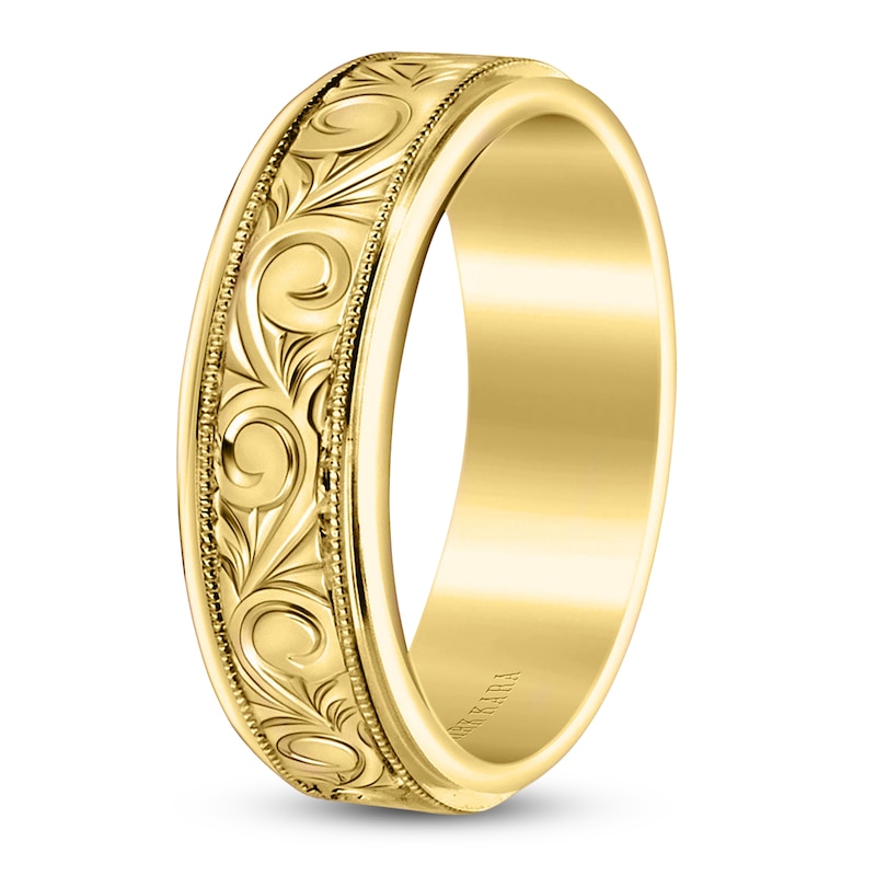 Main Image 2 of Kirk Kara Men's Engraved Wedding Band 14K Yellow Gold