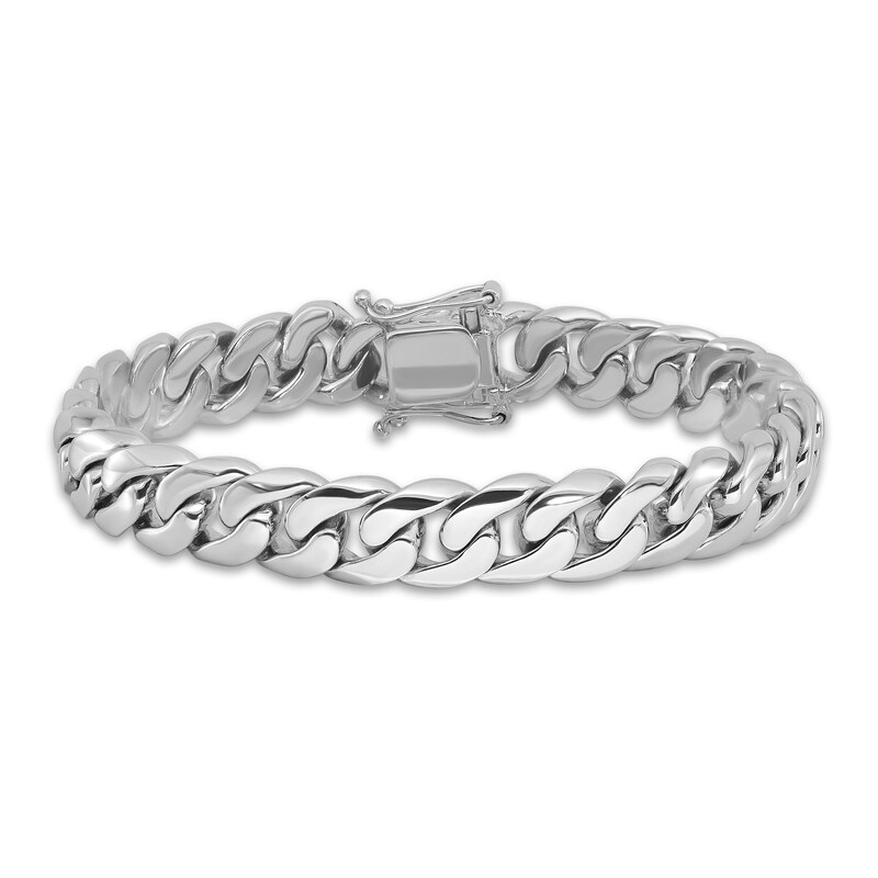 Men's Curb Chain Bracelet 14K White Gold 10.8mm 8"