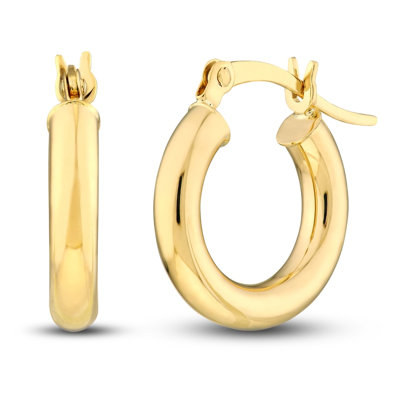 Main Image 1 of Polished Hoop Earrings 14K Yellow Gold 15mm