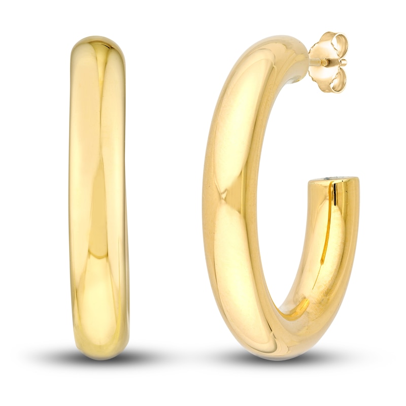 Polished Open Hoop Earrings 14K Gold 30mm