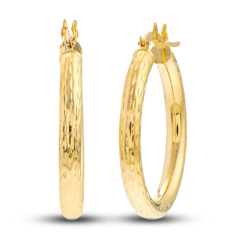 Main Image 1 of Diamond-Cut Polished Hoop Earrings 14K Yellow Gold 25mm