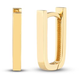 Polished U-Shaped Huggie Earrings 14K Yellow Gold 14mm