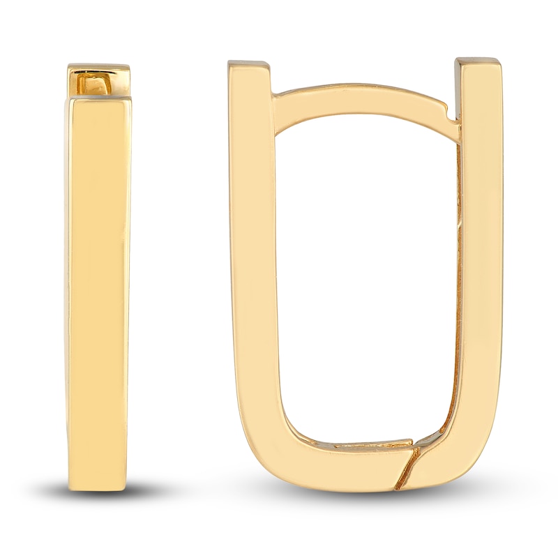Polished U-Shaped Huggie Earrings 14K Yellow Gold 14mm