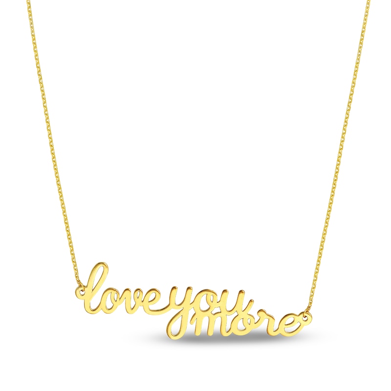 "LOVE YOU MORE" Necklace 14K Yellow Gold 16" Adj.