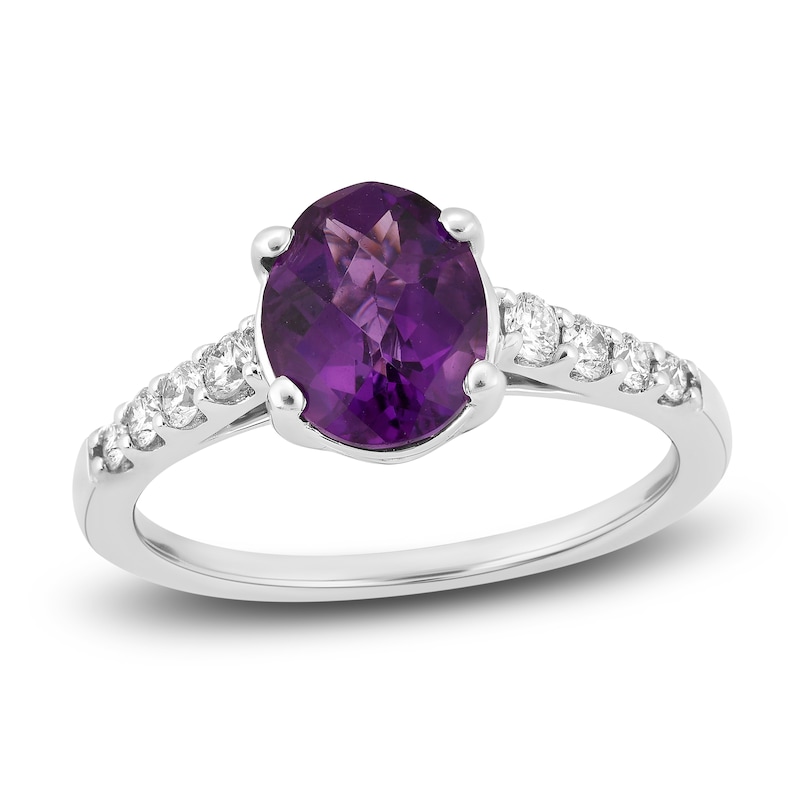 Natural Amethyst Engagement Ring 1/4 ct tw Diamonds 14K White Gold | Jared
