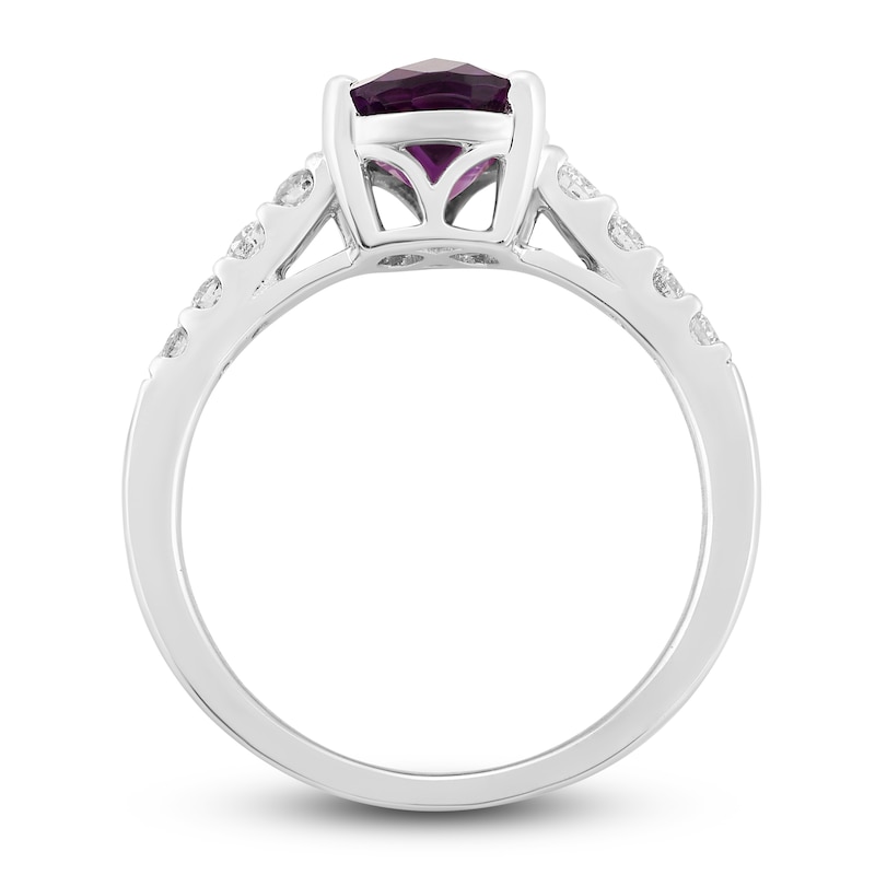 Natural Amethyst Engagement Ring 1/4 ct tw Diamonds 14K White Gold