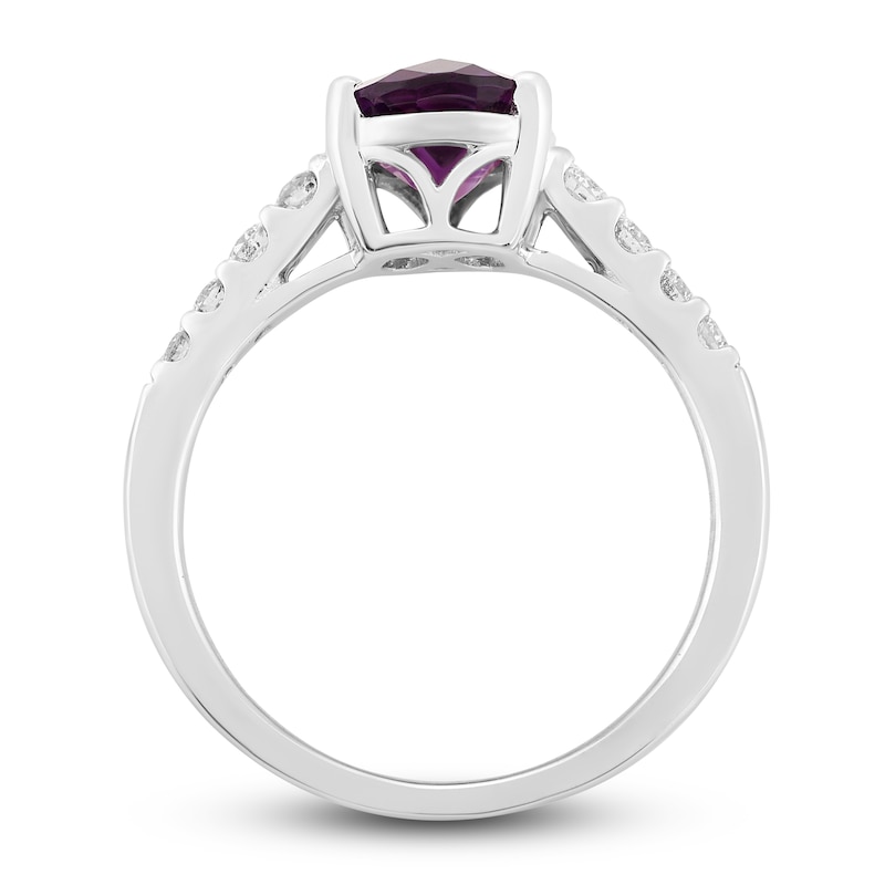 Main Image 2 of Natural Amethyst Engagement Ring 1/4 ct tw Diamonds 14K White Gold