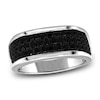Thumbnail Image 1 of Men's Black Diamond Anniversary Ring 1 ct tw Round 14K White Gold