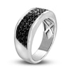 Men's Black Diamond Anniversary Ring 1 ct tw Round 14K White Gold