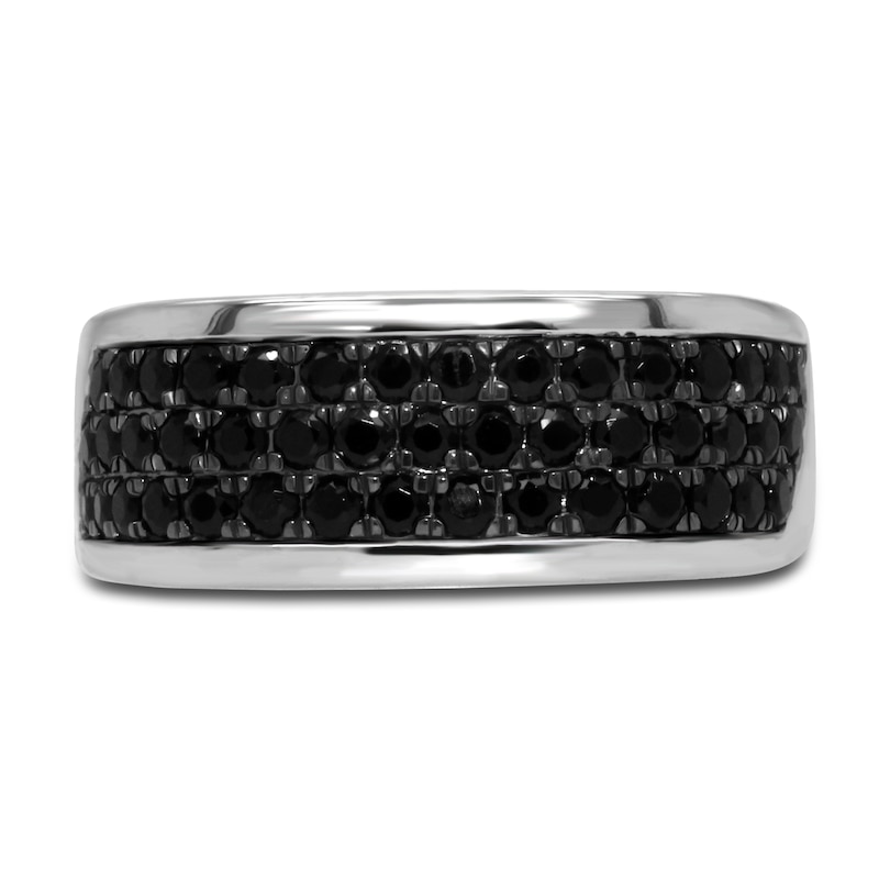 Main Image 3 of Men's Black Diamond Anniversary Ring 1 ct tw Round 14K White Gold