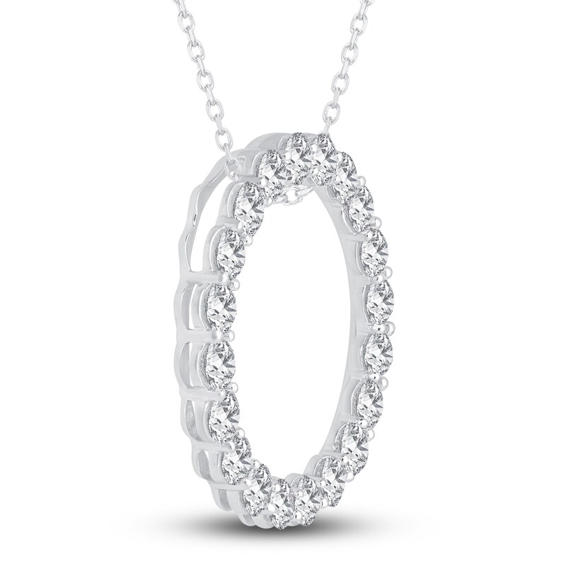 Main Image 2 of Diamond Circle Pendant Necklace 5 ct tw Round 14K White Gold 18"