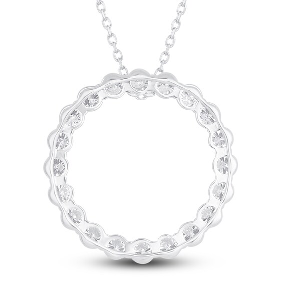 Diamond Circle Pendant Necklace ct tw Round 14K White Gold