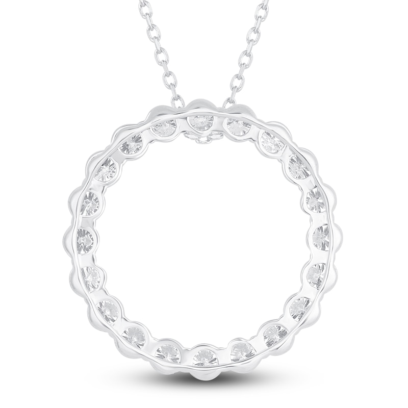 Main Image 3 of Diamond Circle Pendant Necklace 5 ct tw Round 14K White Gold 18"