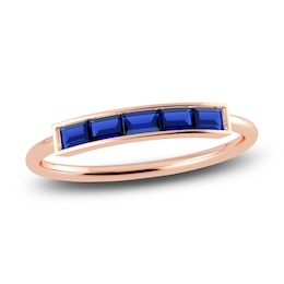Juliette Maison Natural Blue Sapphire Baguette Bar Ring 10K Rose Gold