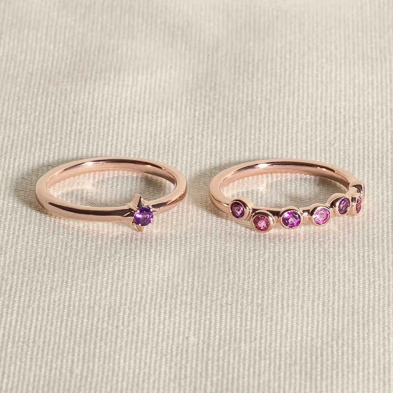 Main Image 4 of Juliette Maison Natural Amethyst & Natural Pink Tourmaline Ring 10K Yellow Gold