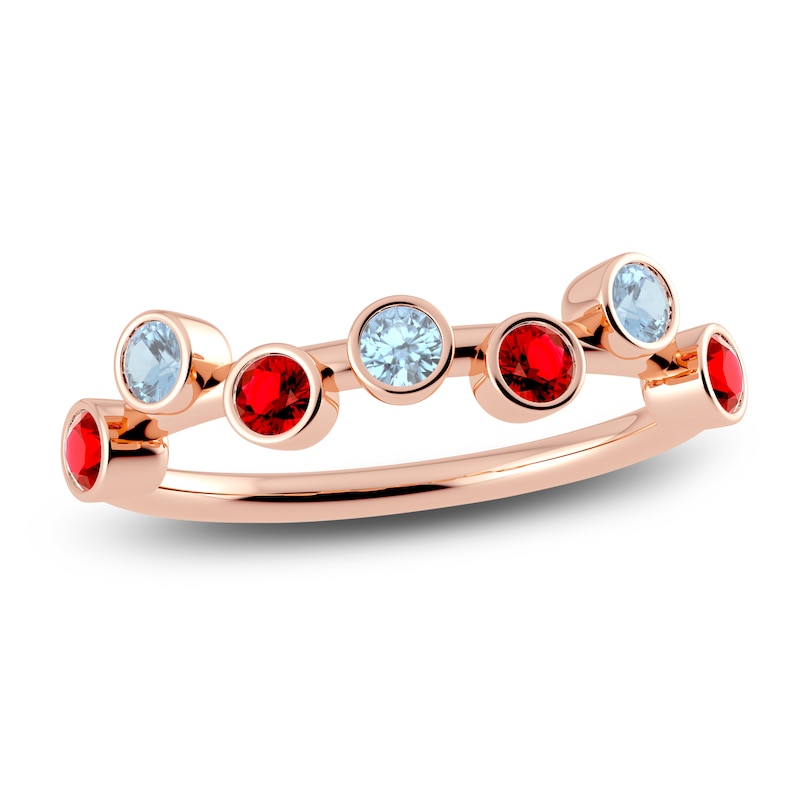 Main Image 1 of Juliette Maison Natural Ruby & Natural Aquamarine Ring 10K Rose Gold