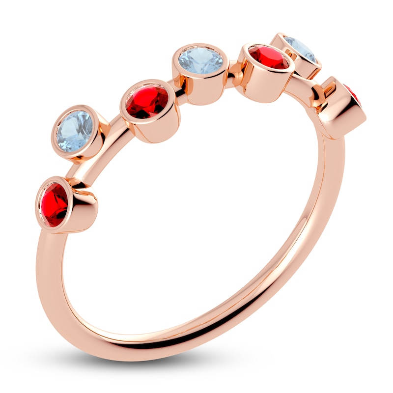 Main Image 2 of Juliette Maison Natural Ruby & Natural Aquamarine Ring 10K Rose Gold