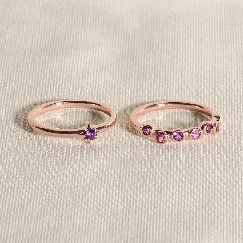 Main Image 4 of Juliette Maison Natural Ruby & Natural Aquamarine Ring 10K Rose Gold