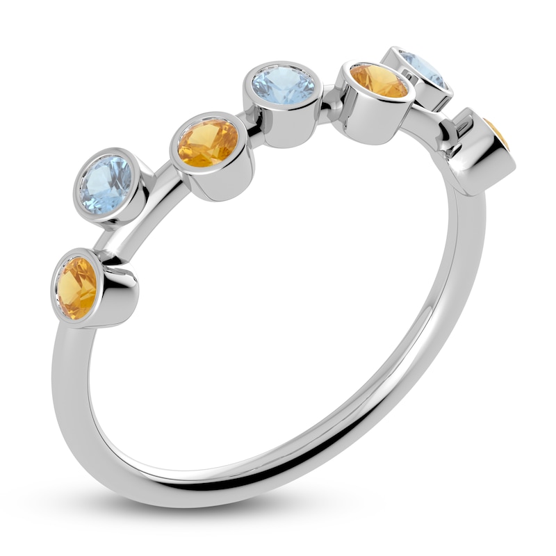 Main Image 2 of Juliette Maison Natural Orange Citrine & Natural Aquamarine Ring 10K White Gold
