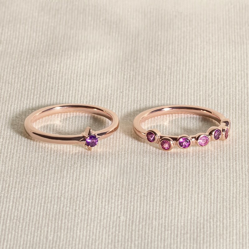 Main Image 4 of Juliette Maison Natural Orange Citrine & Natural Aquamarine Ring 10K White Gold