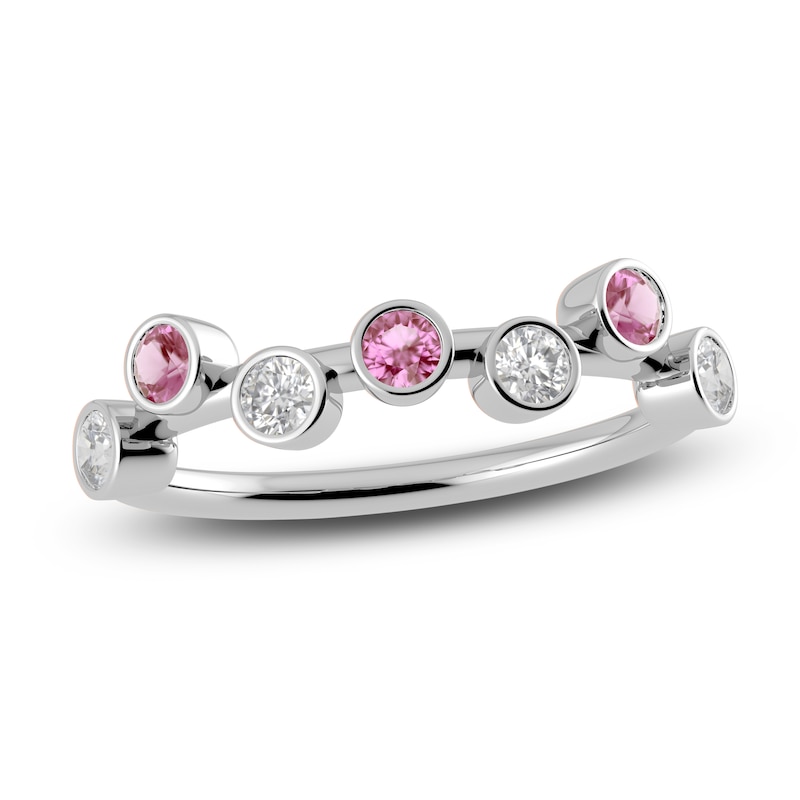 Main Image 1 of Juliette Maison Natural White Sapphire & Natural Pink Tourmaline Ring 10K White Gold