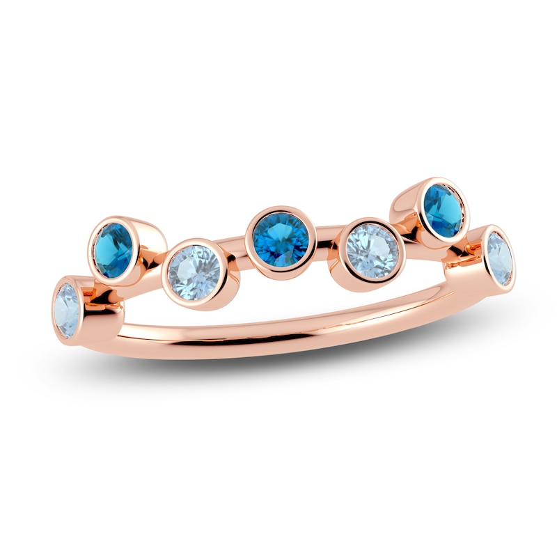 Main Image 1 of Juliette Maison Natural Blue Zircon & Natural Aquamarine Ring 10K Rose Gold