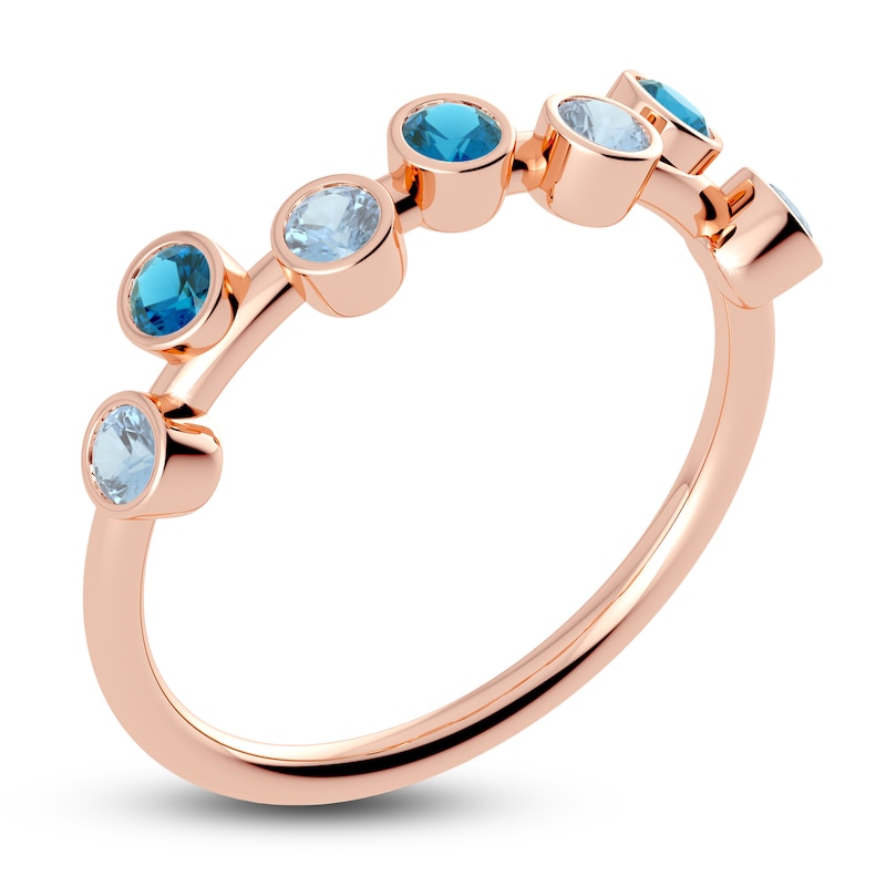 Main Image 2 of Juliette Maison Natural Blue Zircon & Natural Aquamarine Ring 10K Rose Gold