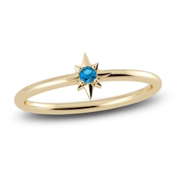 Juliette Maison Natural Blue Zircon Starburst Ring 10K Yellow Gold