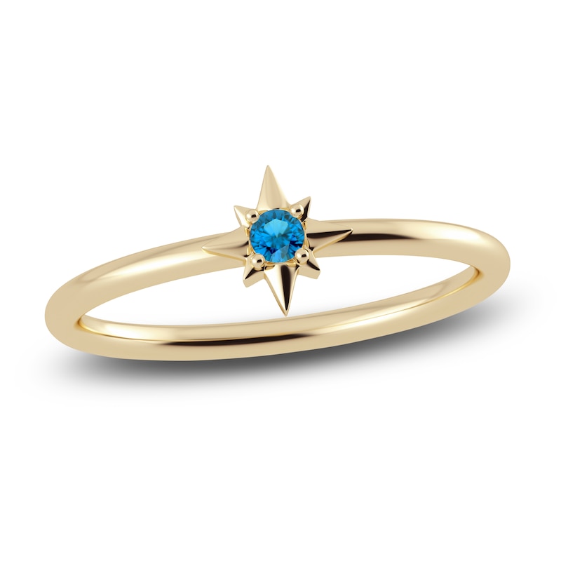 Main Image 1 of Juliette Maison Natural Blue Zircon Starburst Ring 10K Yellow Gold