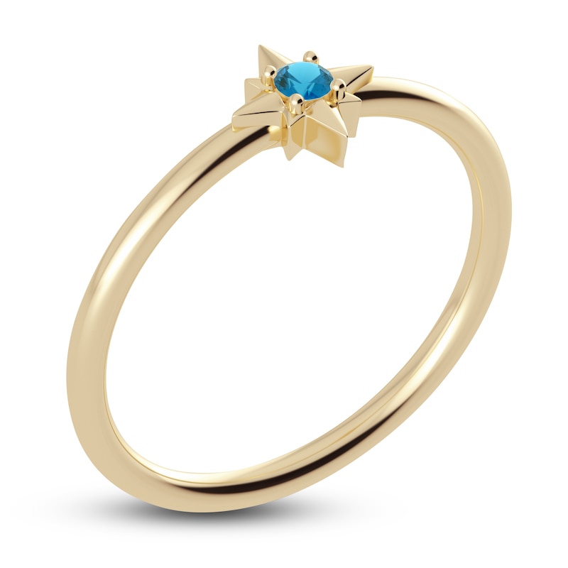 Main Image 2 of Juliette Maison Natural Blue Zircon Starburst Ring 10K Yellow Gold
